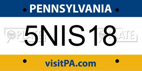 5NIS18 Pennsylvania License Plate