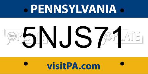 5NJS71 Pennsylvania License Plate