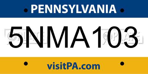 5NMA103 Pennsylvania License Plate