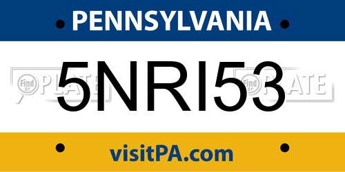 5NRI53 Pennsylvania License Plate