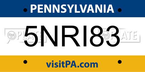 5NRI83 Pennsylvania License Plate