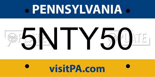 5NTY50 Pennsylvania License Plate