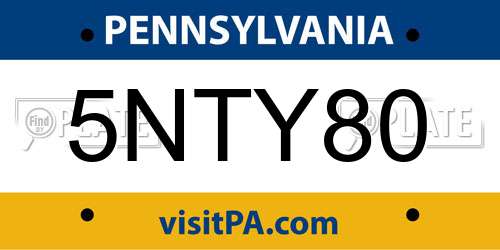 5NTY80 Pennsylvania License Plate