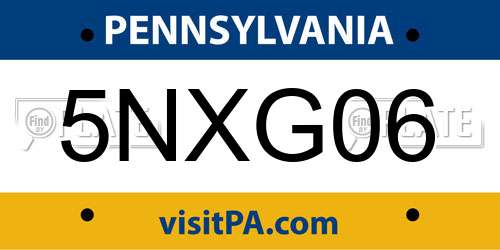 5NXG06 Pennsylvania License Plate