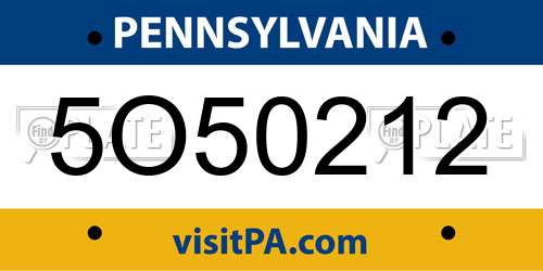 5O50212 Pennsylvania License Plate