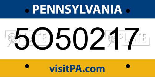5O50217 Pennsylvania License Plate