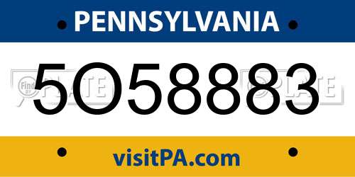 5O58883 Pennsylvania License Plate