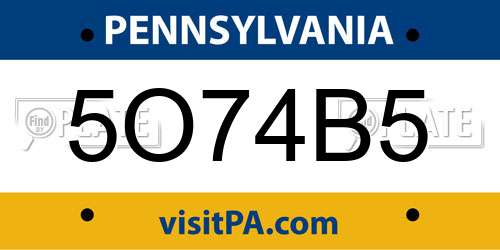 5O74B5 Pennsylvania License Plate