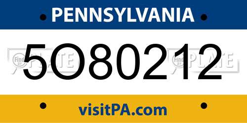 5O80212 Pennsylvania License Plate