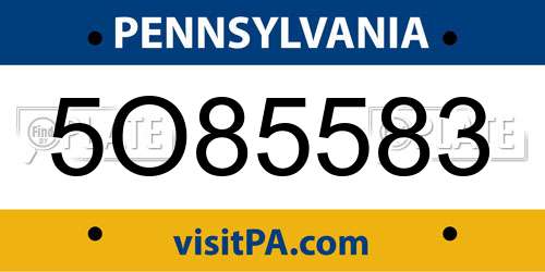 5O85583 Pennsylvania License Plate
