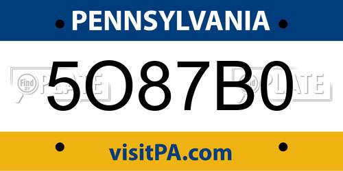 5O87B0 Pennsylvania License Plate