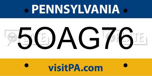 5OAG76 Pennsylvania License Plate