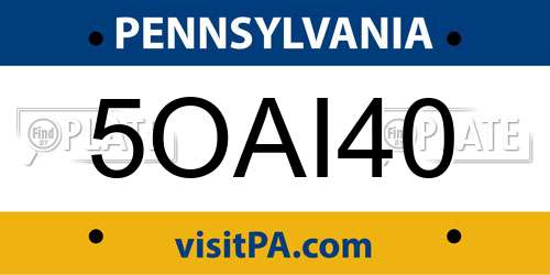5OAI40 Pennsylvania License Plate