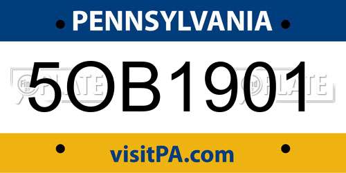 5OB1901 Pennsylvania License Plate