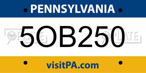 5OB250 Pennsylvania License Plate