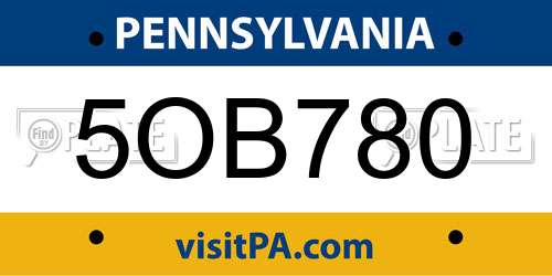 5OB780 Pennsylvania License Plate
