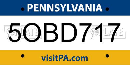 5OBD717 Pennsylvania License Plate