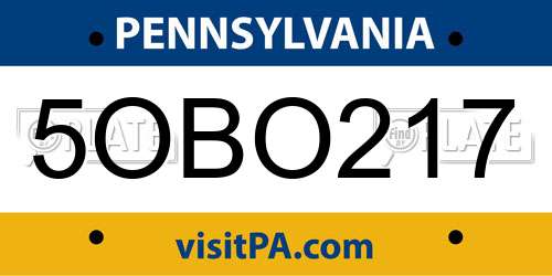 5OBO217 Pennsylvania License Plate