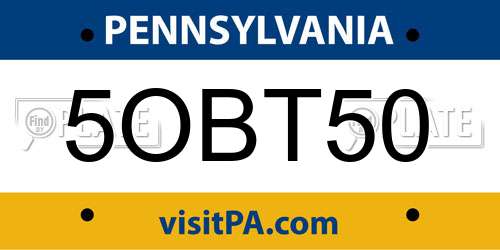5OBT50 Pennsylvania License Plate
