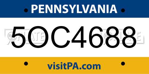 5OC4688 Pennsylvania License Plate