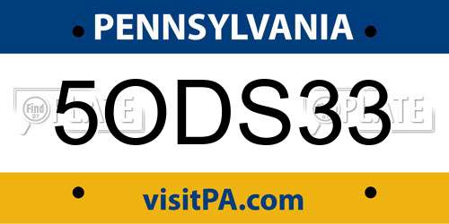 5ODS33 Pennsylvania License Plate