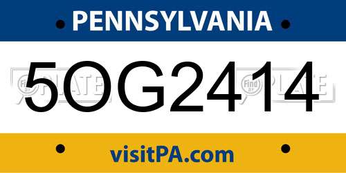 5OG2414 Pennsylvania License Plate