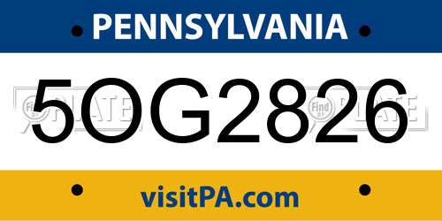 5OG2826 Pennsylvania License Plate