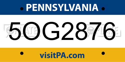 5OG2876 Pennsylvania License Plate