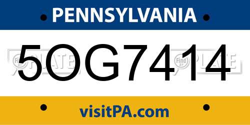 5OG7414 Pennsylvania License Plate