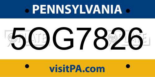 5OG7826 Pennsylvania License Plate