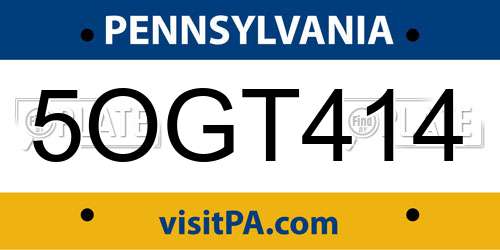 5OGT414 Pennsylvania License Plate