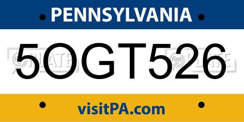 5OGT526 Pennsylvania License Plate