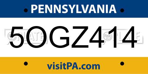 5OGZ414 Pennsylvania License Plate