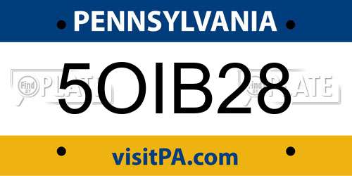 5OIB28 Pennsylvania License Plate