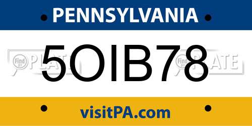 5OIB78 Pennsylvania License Plate
