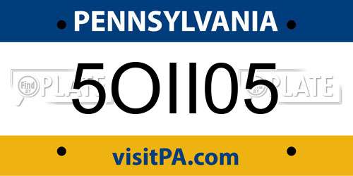 5OII05 Pennsylvania License Plate