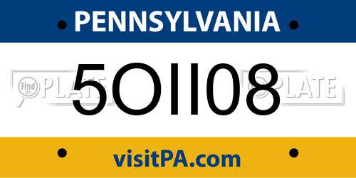 5OII08 Pennsylvania License Plate