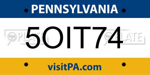 5OIT74 Pennsylvania License Plate