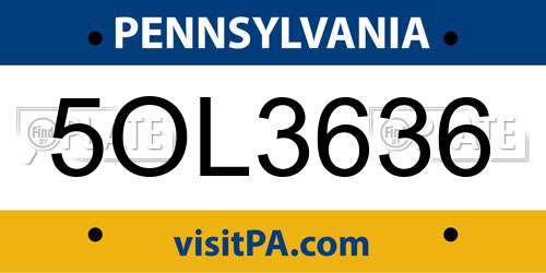 5OL3636 Pennsylvania License Plate