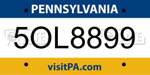 5OL8899 Pennsylvania License Plate