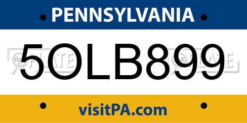 5OLB899 Pennsylvania License Plate