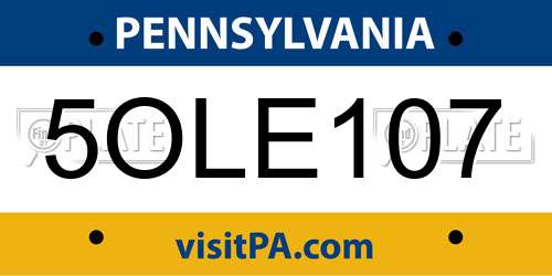 5OLE107 Pennsylvania License Plate