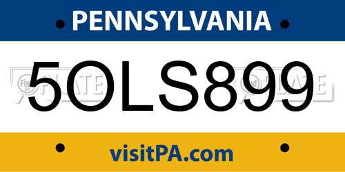 5OLS899 Pennsylvania License Plate