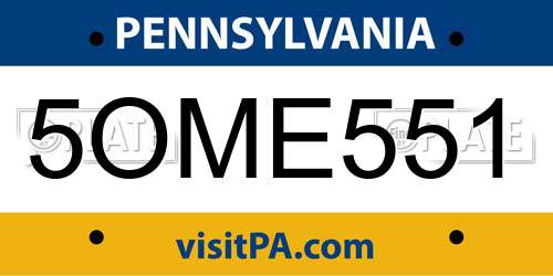 5OME551 Pennsylvania License Plate
