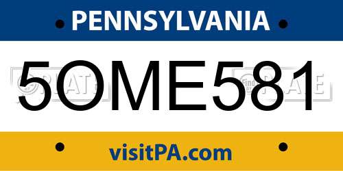 5OME581 Pennsylvania License Plate