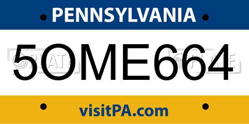 5OME664 Pennsylvania License Plate