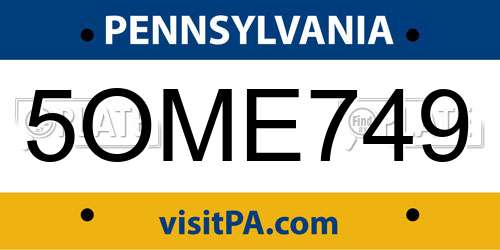 5OME749 Pennsylvania License Plate