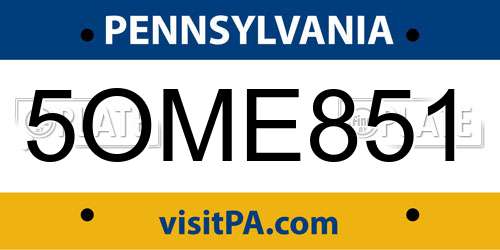 5OME851 Pennsylvania License Plate