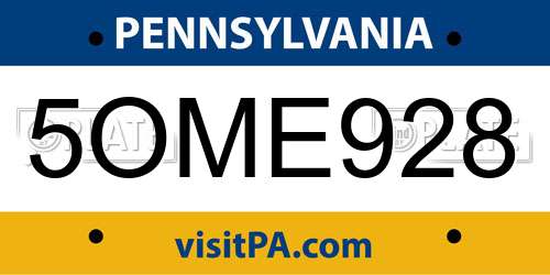 5OME928 Pennsylvania License Plate