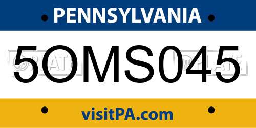 5OMS045 Pennsylvania License Plate